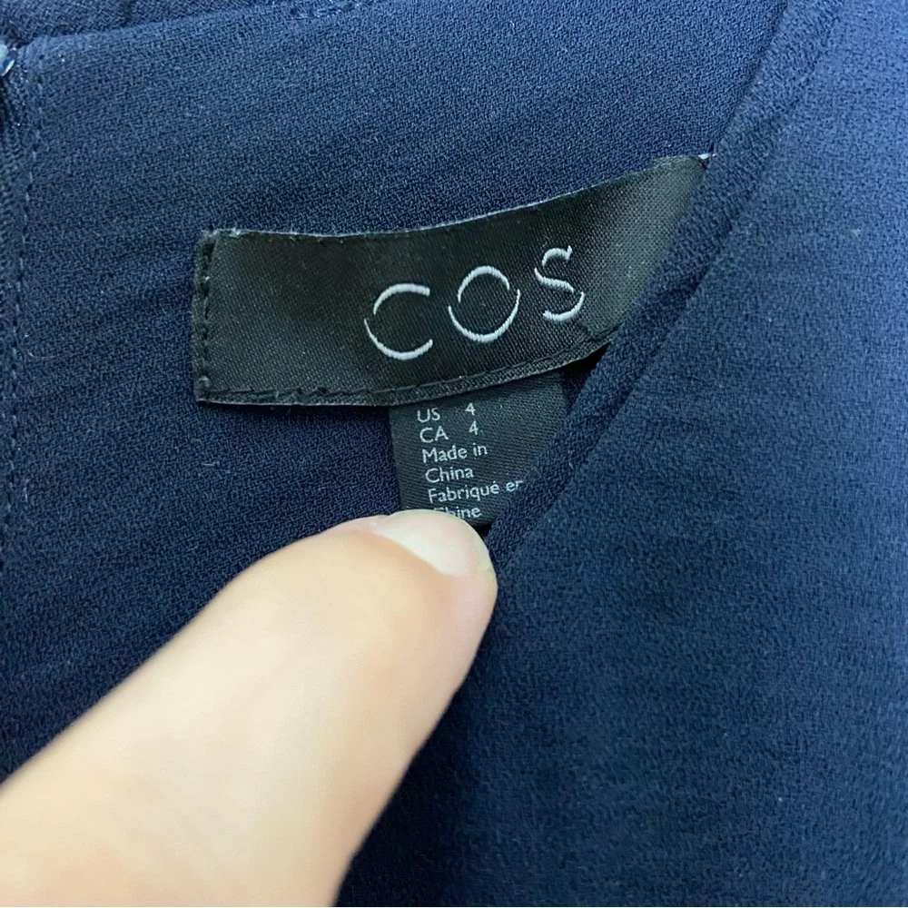 COS Black Sleeveless Maxi Dress Side Slit Minimalist Scandi Modern Size 4